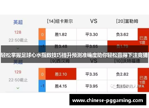 轻松掌握足球心水指数技巧提升预测准确度助你轻松赢得下注竞猜